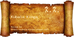 Kubala Kinga névjegykártya